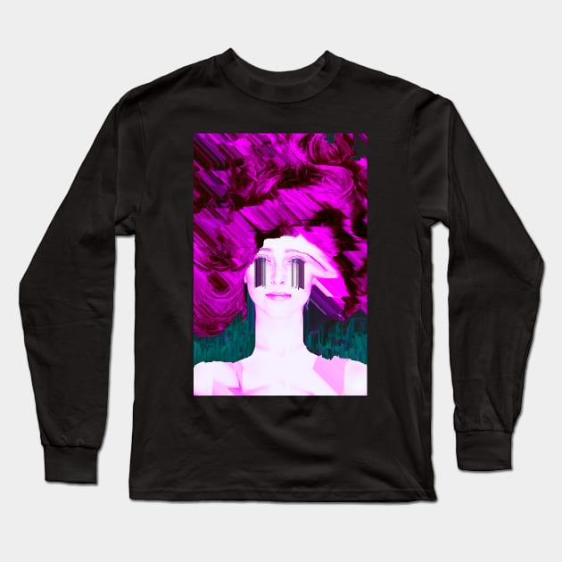 Glitch Girl Vaporwave Glitch Art Long Sleeve T-Shirt by GLITCH.HUB